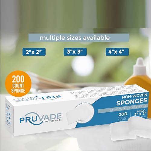Gauze Pads 2"x2" Non-Woven 4-Ply (200 Count) All-Purpose Non-Sterile Dental Gauze Pads - Soft & Absorbent Gauze Sponges for First Aid Kit, Esthetic Wipes for Makeup-Removal, Skin Cleansing