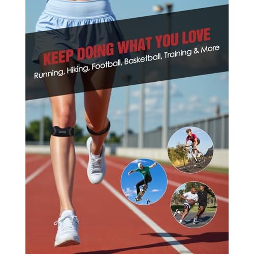 Patellar Tendon Support Strap with Silicone Pad (2 Pack) Adjustable Patella Knee Brace for Men, Women & Youth, Knee Protector Band & Relief Strap for Running, Sports & Daily Activities