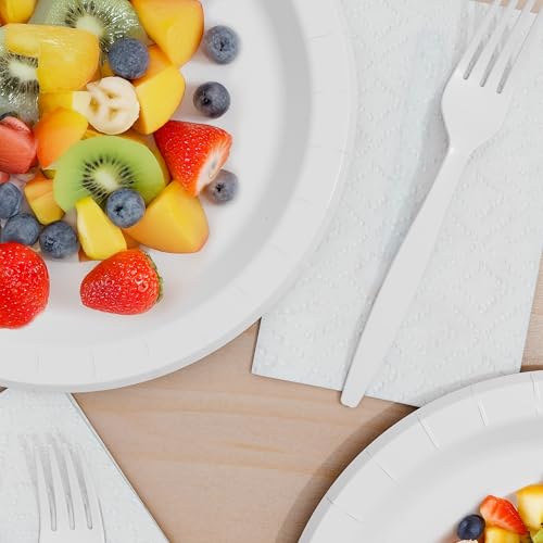 Disposable 9 Inch White Paper Plates Bulk Pack of 1,000 for Events