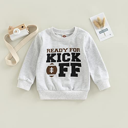 Toddler Halloween Pumpkin Sweatshirt Boy Girl 12-18 Months Fall Costume Ready for Kick Off
