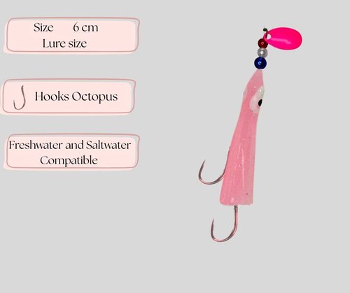KOKOPROS Luminous Octopus Hoochies 6 cm - Light Pink - 5-Pack for Fishing Lures