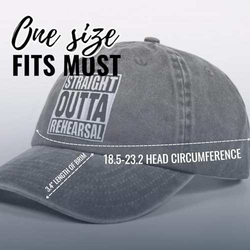 InnoBeta Actors Gifts Cap, Funny Adjustable Embroidered Hat Gifts for Theater Actress on Birthday, Christmas, Straight Outta Rehearsal Grey