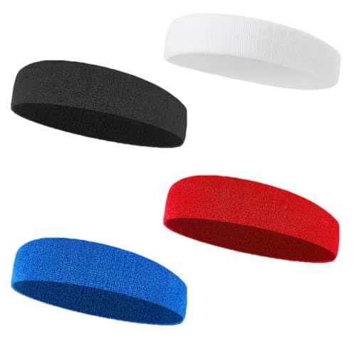 Kids Headbands, Soft Athletic Sports Sweatbands for Boys Girls (4 Pack)