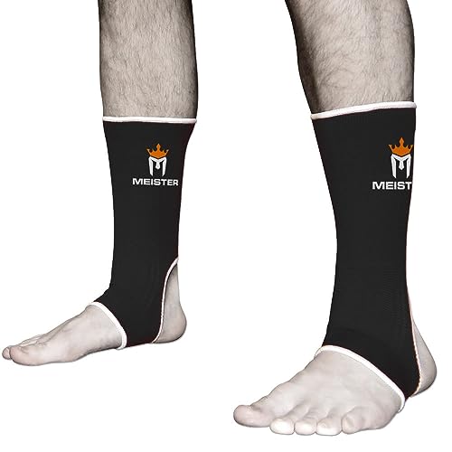 Muay Thai MMA Ankle Support Wraps - Black Pair, Slip-On Compression Brace