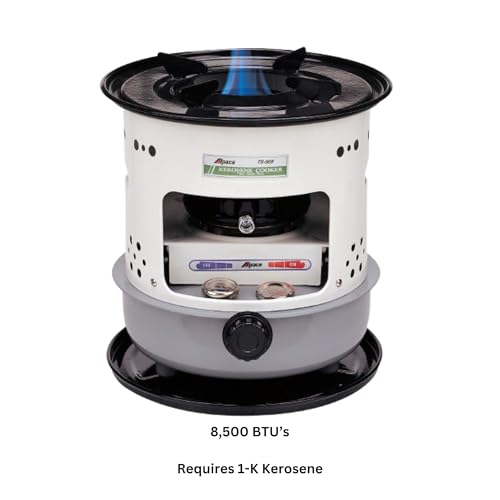 Alpaca Kerosene Cook Stove, 8,500 BTU, Steel Drip Tray, Carry Handles, Pot & Pan Supports - for Camping or Outdoor Cooking, Emergency Use