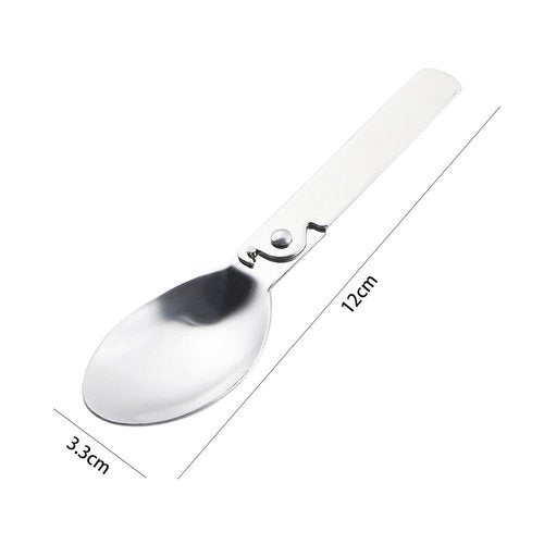 5 Pcs Portable Stainless Steel Folding Spoon Salad Spork for Thermos Camping Outdoor Picnic Hiking Trave