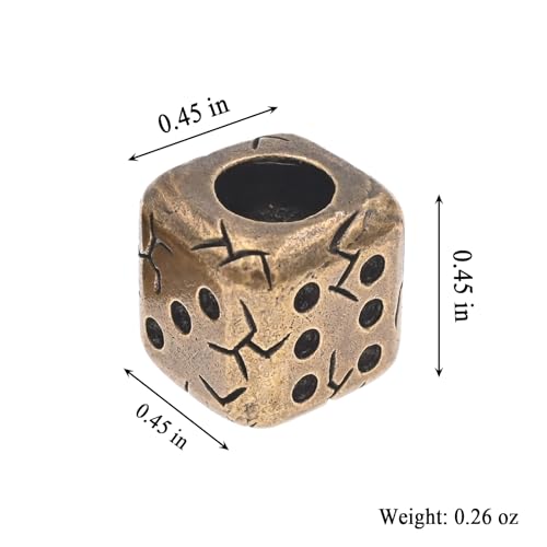 Brass Dice Beads for Paracord Keychains and Jewelry - 2PCS