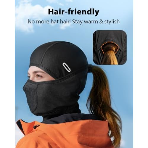 RIGWARL Winter Balaclava Ski Mask for Men Women, Windproof Thermal Fleece Face Cover with Movable Design & Glasses Holes, Warm Neck Hood Gifts for Cold Weather Skiing, Cycling, Running, Outdoor Work