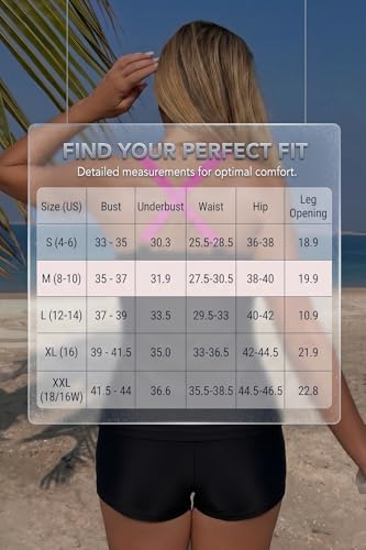 Women's X-Large Tankini Swimsuit with Tummy Control and Boyshorts - Black & Pink