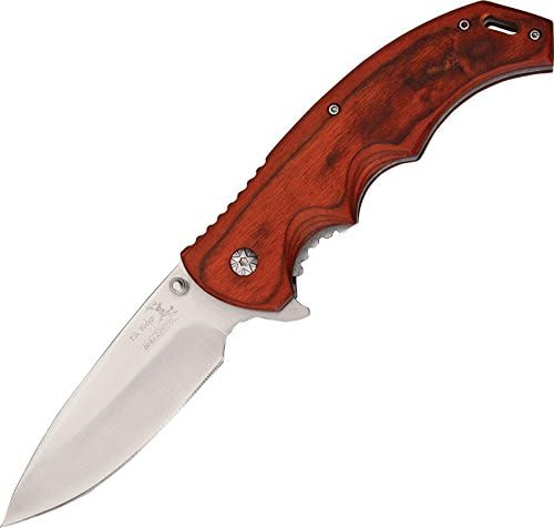 Elk Ridge Ballistic Folding Knife, 3.5-inch Drop Point Blade, Brown Wood Handle, 8.25-inch Overall