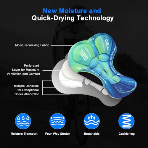 Men's Cycling Underwear Shorts 5D Padded Gel Mountain Bike Bicycle MTB Liner with Breathable, Quick Drying Shockproof