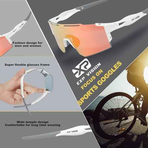 EXP VISION Polarized Cycling Glasses, UV 400 Sports Sunglasses Biking Goggles Running Hiking Golf Fishing Driving