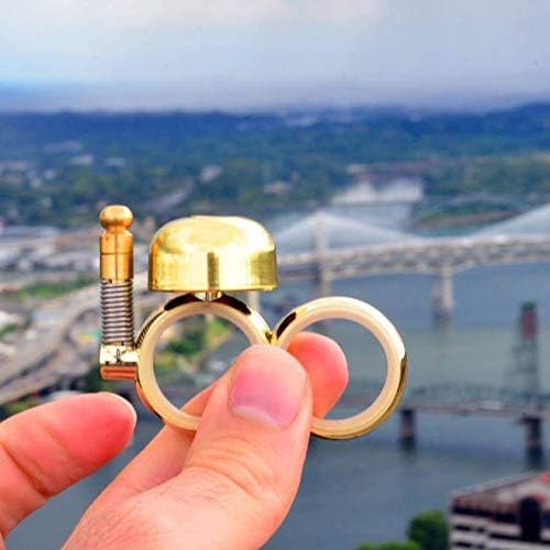 Handheld Running Bell, Wearable Runners Bell for Joggers and Marathoners Alerts Pedestrians to Move Over, Loud Resonant Brass Bell and Hammer on Aluminum Body with Silicone Finger Sizers