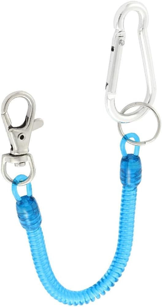 uxcell Carabiner Hook Coil Lanyard Spring Key Chain w Lobster Clasp