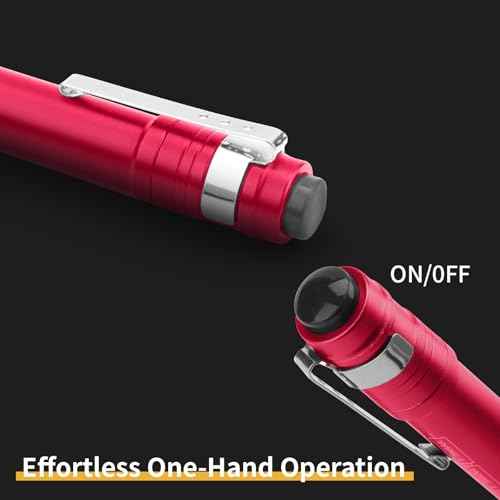 Pen Lights for Nurses LED Penlight, Aluminum Pocket Flashlight, Small Pocket Flashlight 2AAA Batteries Include, 4 Pack Emergency Handheld Penlight Pink Red