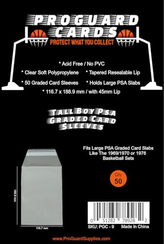 Tall Boy PSA Graded Card Sleeves for Large PSA & SGC Slabs - 50 Pack