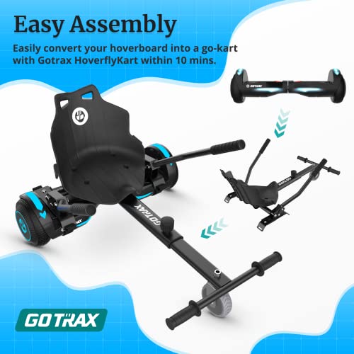 Gotrax Hoverboard Kart Seat Attachment Accessory for 6.5" 8" 8.5" 10" Self Balancing Scooter, Adjustable Frame Length and Handlebar Control Buggy Attachment, Hover Board Go Kart Accessory Kids Adults