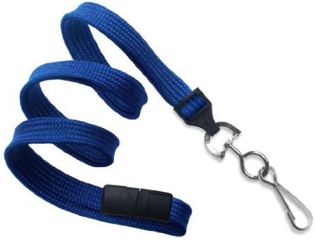 3/8" Royal Blue Lanyard with Break-Away and Swivel Hook - 100 Pack - 2137-5002