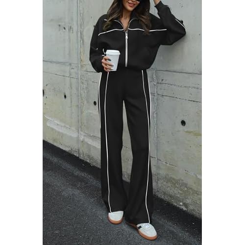 BTFBM Women's Two Piece Tracksuit Fall 2025 Long Sleeve Zip Up Sweatshirt Long Pants Outfits Jogger Sweatsuit Sets
