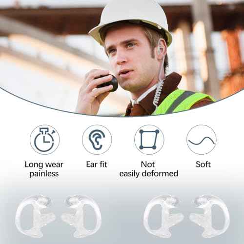 Earpiece for Walkie Talkie Radio Earpiece Replacement Soft Silicone Ear Buds Medium Earmold for Walkie Talkies Air Acoustic Coil Tube Audio Kits (Pack of 4 Pairs)