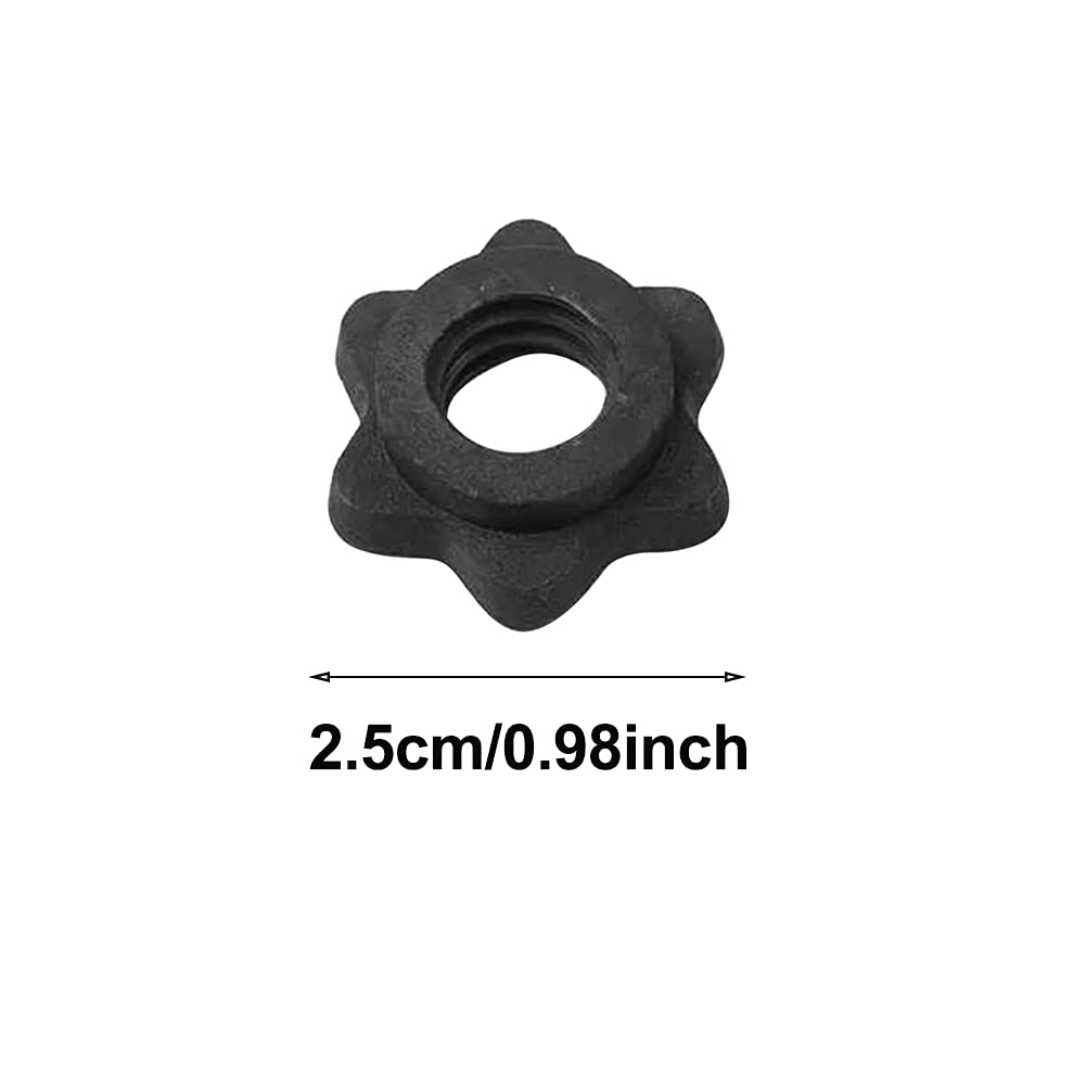 4Pack Spinlock Collars,Dumbbell Hex Nut, Dumbbell Rod Nut,1 Inch Standard Barbell Screw Collar,No-nslip Barbell Screw Collar for Dumbell Weight Lifting Fitness Training(black,Size:2.5cm/0.98inch)