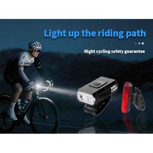 Mini Night Bike Light Set - High Brightness USB Rechargeable LED Front Light (High/Low Beam), Waterproof Front and Rear Lights, Suitable for Adults, Kids, Mountain and City Bikin