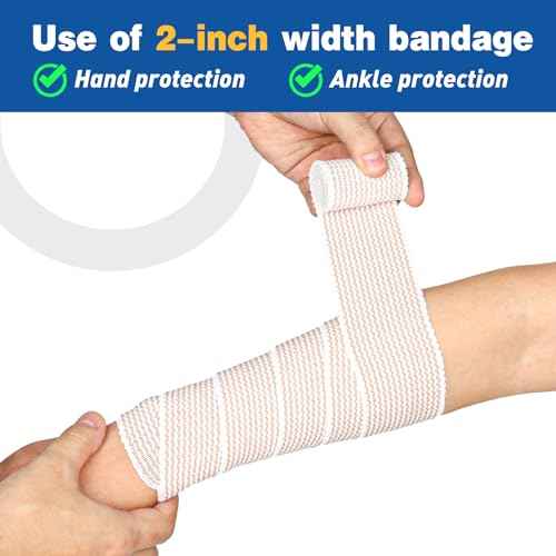 AZEN Premium 4 Pack Elastic Bandage Wrap (2x2", 2x3"), Compression Wrap Bandage for Legs, Ankle, Knee, Tummy, Body, Latex-Free, Lymphedema Wraps for Legs