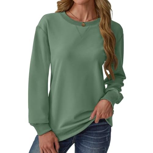 Womens Long Sleeve Sweatshirt Casual Crew Neck T Shirt Cute Pullover Tops Lightweight Loose Fit Sweater 2025 Fall Outfit