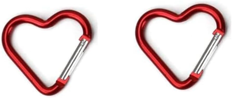 2Pcs Red Heart Shape Carabiners Keychain Clips Snap Hook Key Ring for Camping Accessories Backpack Water Bottle Aluminum Alloy Accessory and Keychain Carabiners,Accessories