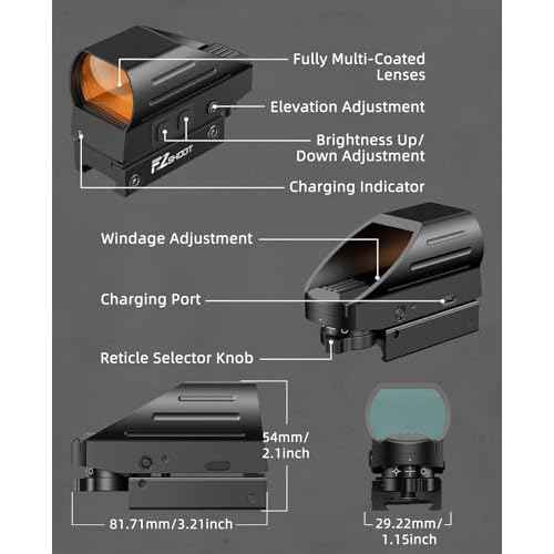 EZshoot Rechargeable Red/Green Dot Reflex Sight, Red Dot Optic Scope, Multiple Reticle Paintball Sight with 20mm Picatinny Rail Mount, Absolute Co-Witness Red Dot Scope