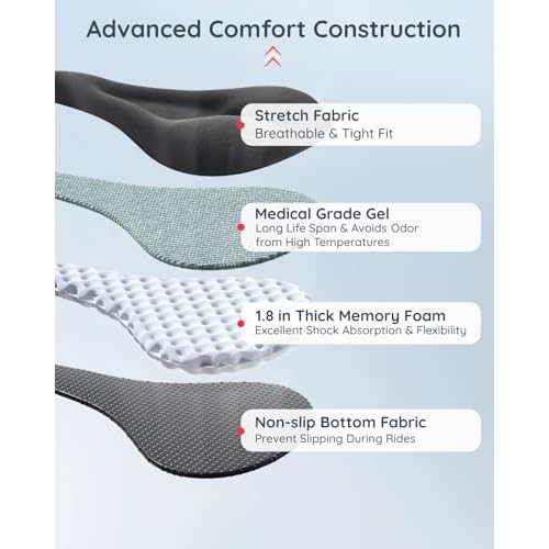 Bike Seat Cushion, Comfort Bike Seat Cover for Men Women, Exercise Bicycle Seat Cushion Padded Cover Compatible with Peloton, Mountain Stationary Bikes