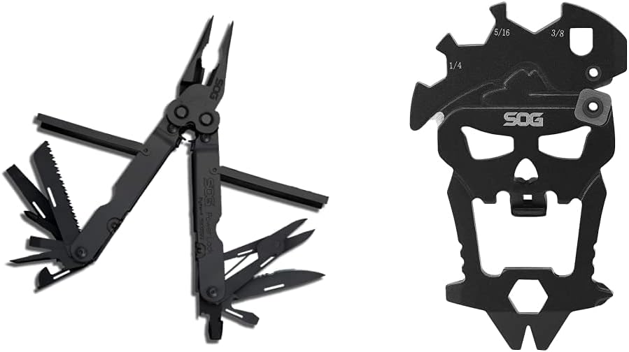 SOG PowerLock Multi-Tool- Compound Leverage Technology with EOD Crimper Device, 420 Stainless Steel Body, 18 Lightweight Specialty Tools (B61N-CP) , Black