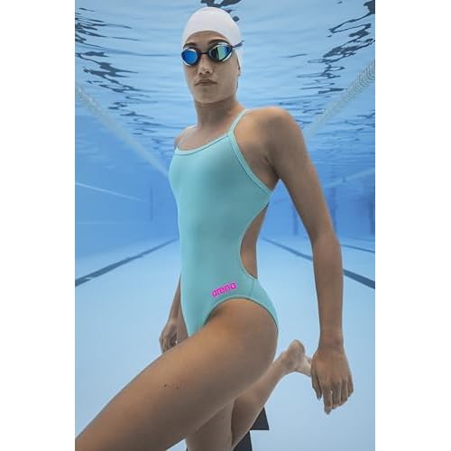 ARENA Women's Solid Team MaxLife Swimsuit Challenge Back One Piece Ladies Bathing Suit Competition Training Athletic Swimwear, Plum/White, US Size 32