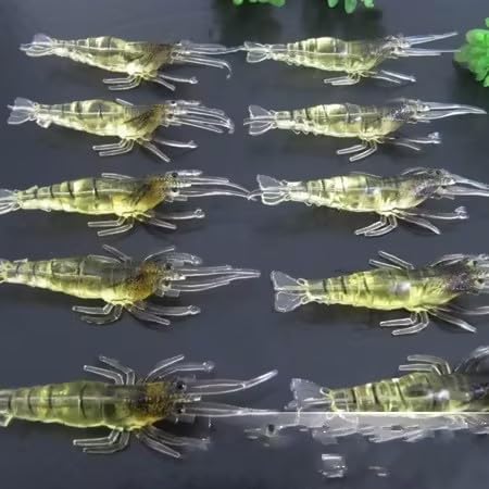 10 Pcs Soft Shrimp Bait Fishing Gear Simulation Fake Bait Grass Shrimp Lures Cost-Effective Convenient Soft Lures, Baits and Attractants(4cm)