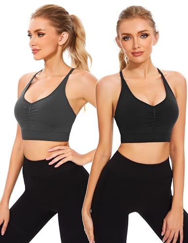 High Impact Sports Bra for Women - Black/Grey, 3X-Large, Yoga & Workout Activewear