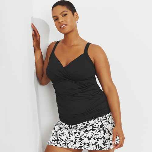 Lands' End Women's Chlorine Resistant Wrap Tankini Swimsuit Top