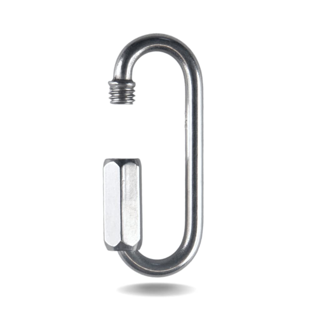 Oval Stainless Steel Lock Carabiner – Heavy Duty Threaded Screw Quick Link - 2 X 0.8 Inch – 1/5/10/20/25/50/100 Pack Option - 1 Count