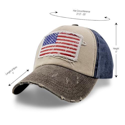Vintage Distressed USA Hat - Mens Baseball Cap with American Flag, Perfect Veteran Ballcap, American Flag Baseball Cap