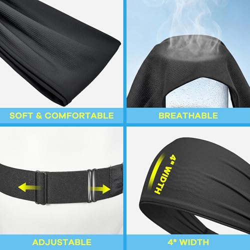 Sukeen Adjustable Cooling Headband for Women - Black Breathable Sweatband