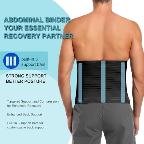 Abdominal Binder for Men & Women ? Post Surgery Belly Band Adjustable Compression Wrap Belly Binder Abdomen Hernia Support Belt (L)