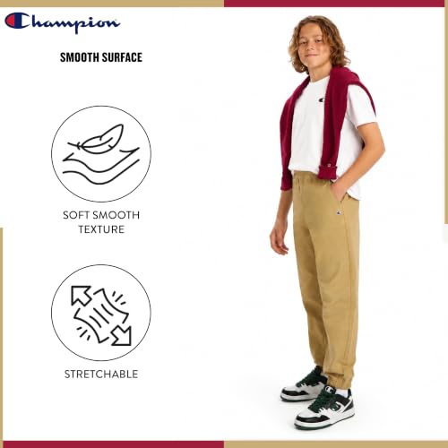 Champion Boys Twill Jogger Pants - Large Khaki Stretch Cotton Athletic Pants