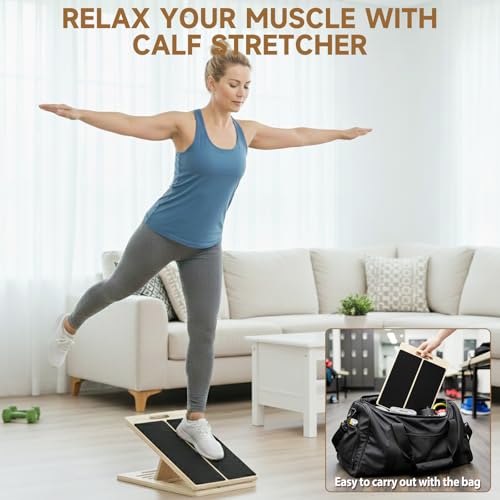 Adjustable Wooden Slant Board for Calf Stretching and Balance Training