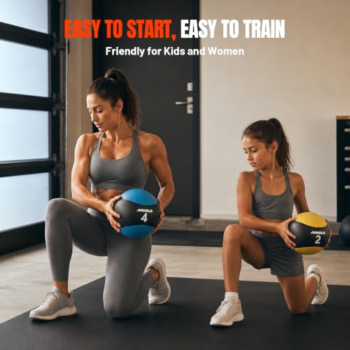Mikolo Weighted Medicine Ball Aqua 4LB Textured Rubber Grip Slam Ball