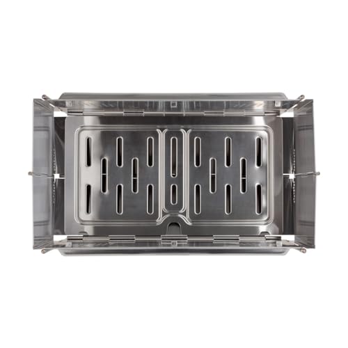 UCO Flatpack Smokeless Firepit and Grill –Portable Firepit- Stainless Steel- Woodburning- for Picnics, Beach, Backyard, and Camping- with Nylon Carry Bag