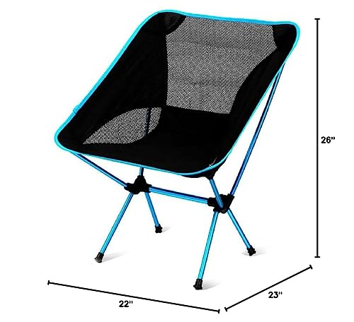 Camping portátil Chair, Beach Chair, Camping Accessories, Lawn seat Strong alluminium seatrecliner transportable and Easy to Assemble. for Adults. Blue.