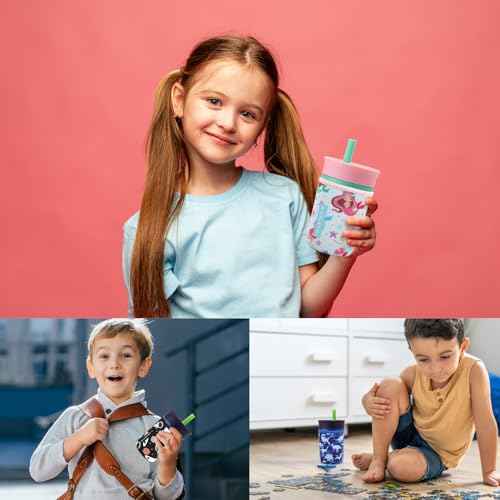 Cute Sleeve for Owala Kids 12oz and Zak Cup 15oz, Neoprene Cover Compatible with Owala Kids Tumbler, Zak Cup, Water Bottle Scratch Resistant Sleeve for Boys Girls to School (Bow&Cherry)