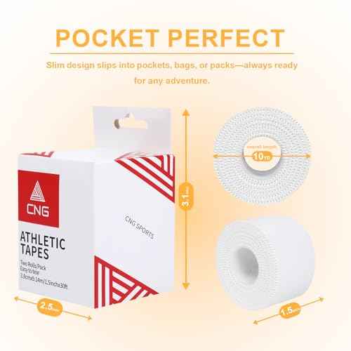 Athletic Tape,2 Pack White Cotton Elastic Sports Tape,Very Strong Easy Tear No Sticky Residue Tape for Ankle, Wrist, and Injury Taping,Suitable for Climbing, Basketball,Boxing£¨1.5in*10yd£©