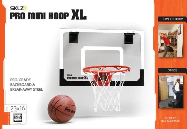 SKLZ Pro Mini Indoor Basketball Hoop - Over The Door – Portable - Great For Home, Dorms, Offices, and Gifts