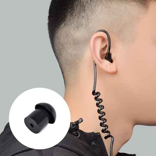 Replacement Mushroom Ear Tips for Two Way Radio Walkie Talkie Acoustic Coil Tube Earpiece Surveillance Headset. (Black)