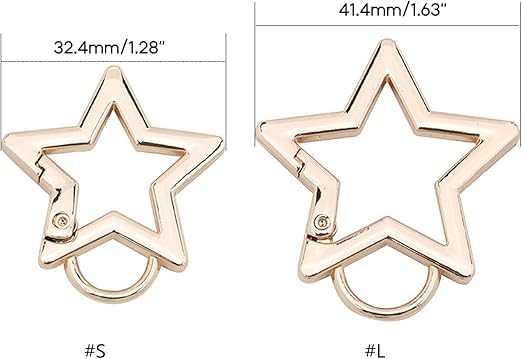 2Pcs Silver Star Shaped Stainless Steel Keychain Clip Carabiner Snap Hook Holder Star Hook Clip Key Holder Carabiner Clip for Keys Chain Accessories